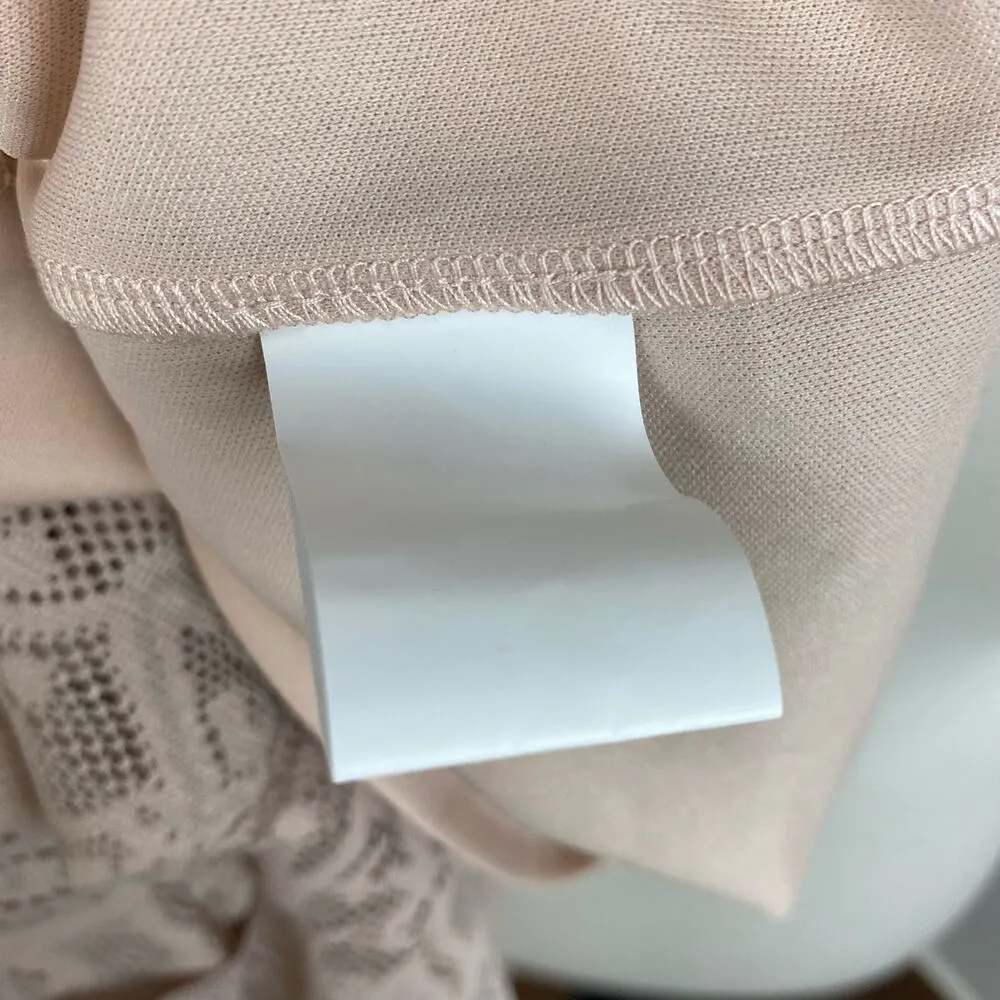 Dress the Population Nude Pink Zahra Lace Front Slit Midi Dress Small Sample - Image 11