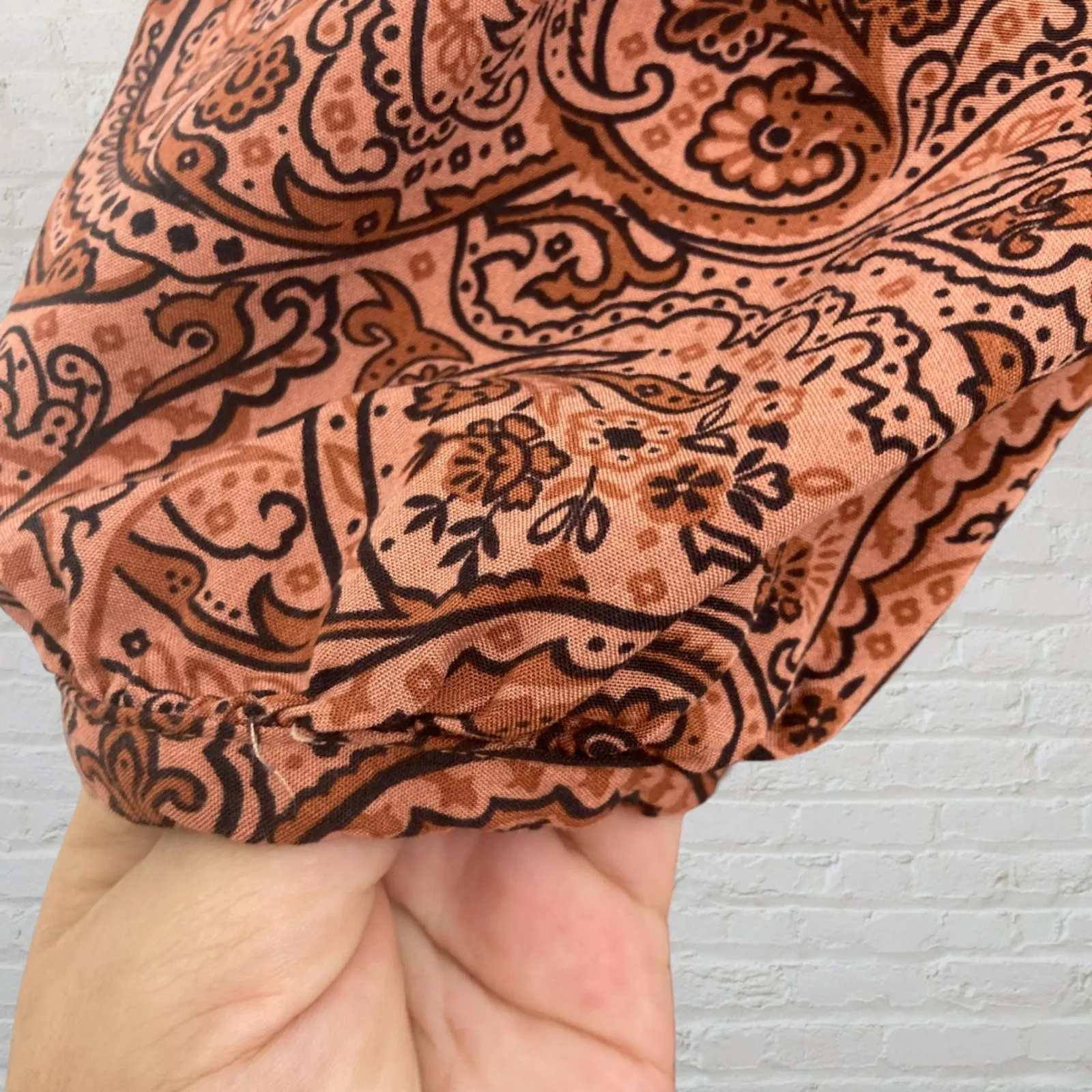 Lucky Brand Rust Orange Paisley Babydoll Dress M Boho Flowy Tiered - Image 7