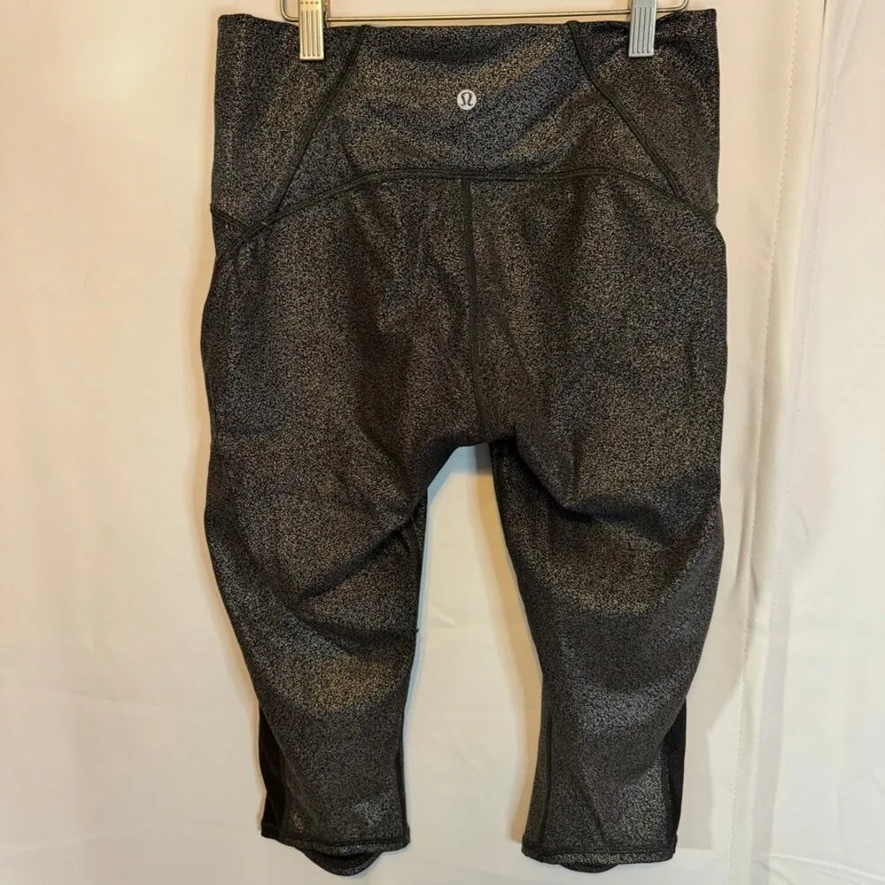 Lululemon Wunder Under Crop Hi-Rise Size 8 Womens 21" Luminosity Foil Print - Image 4