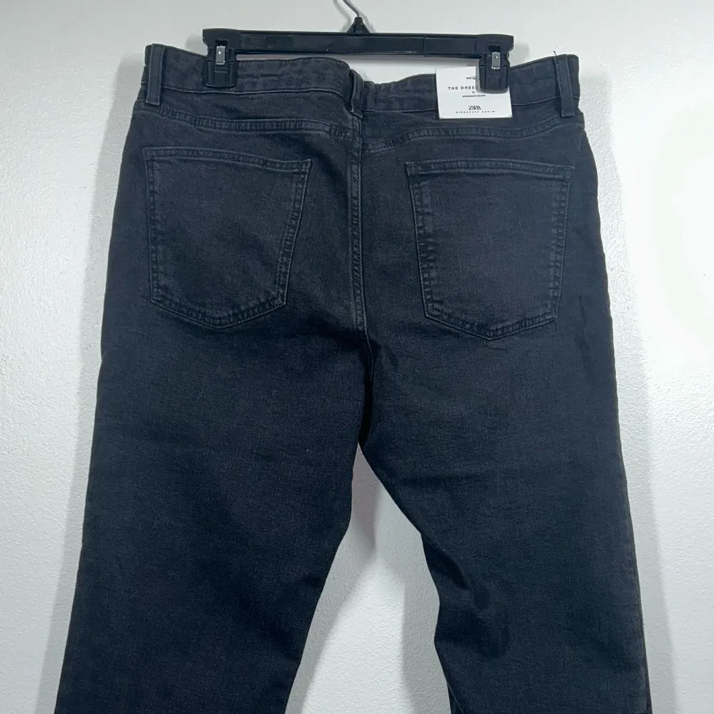 Zara The Dreed Flare Jeans Button Fly Black Slim Fit High Rise Crop Raw Hem 12 - Image 6