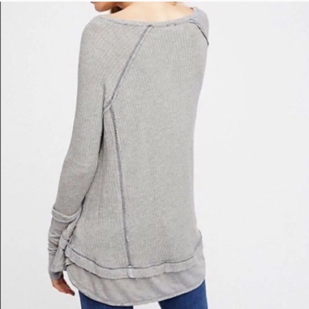 Free People We the Free Laguna Gray Thermal Long Sleeve Top W-167 Size XS - Image 2