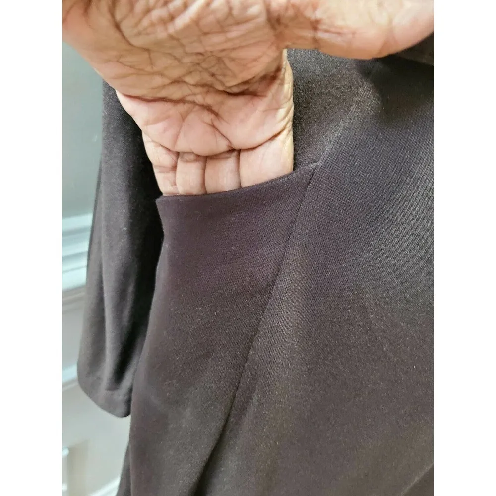 Anne Klein Women's Brown Modal Long Sleeve V-Neck Knee Length Dress Size Small - Image 5