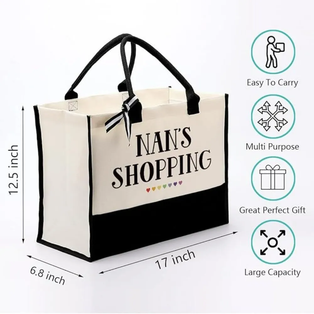 Nan’s Shopping Bag – Large Canvas Tote Bag for Women, Groceries & Gifts - Image 3