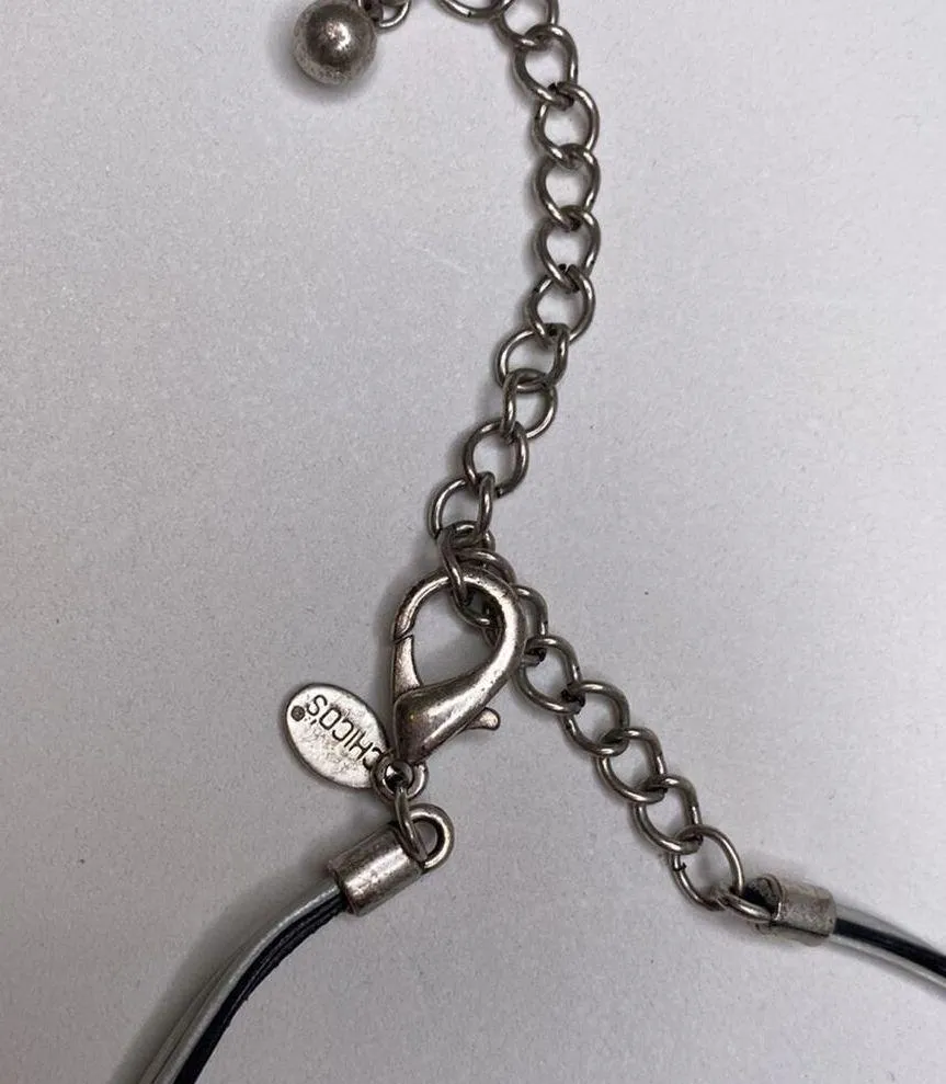 Chico’s Silver-Tone Zebra Print Metal Pendant Necklace on Multi-Strand Cord EUC - Image 7