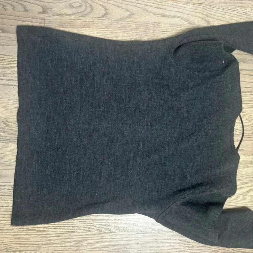 Canda Womens Small Cardigan Sweater Knit Gray Long Sleeve Button Up Pockets - Image 5