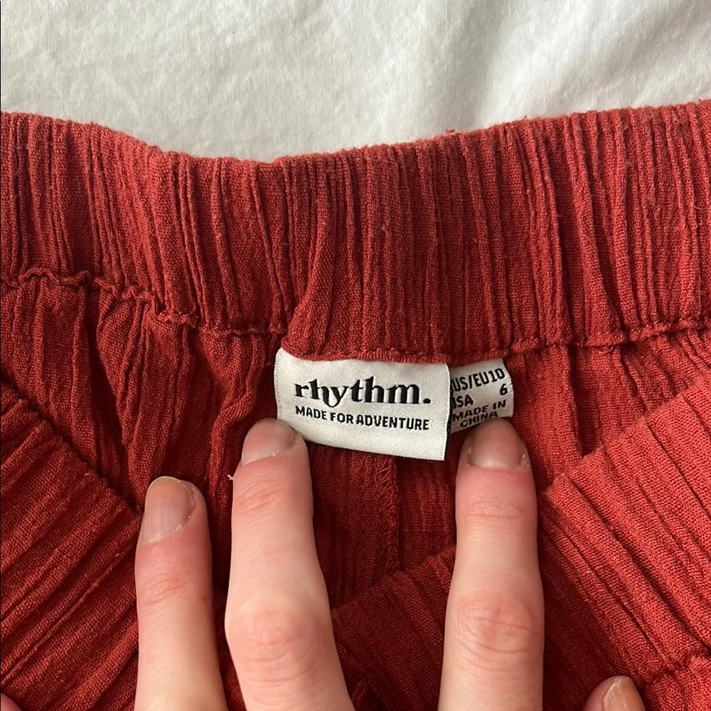 Rhythm Red High Waist Shorts with Elastic Waistband Size 6 - Image 2