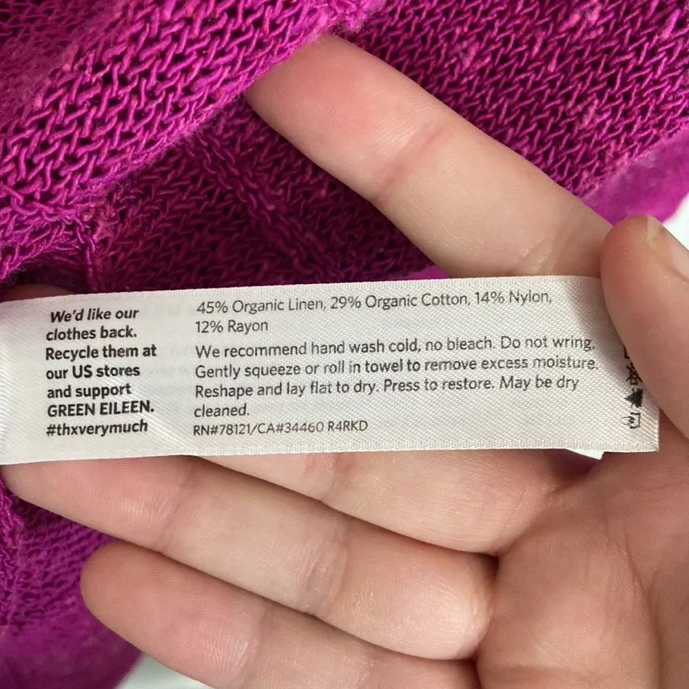 EILEEN Fisher Cerise Pink Linen Blend Sweater Size Medium M - Image 4