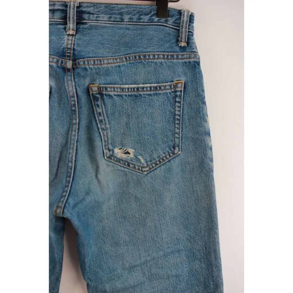 Everlane Women Jeans Blue Boyfriend Distressed Denim Medium Wash Zip Fly Size 25 - Image 8