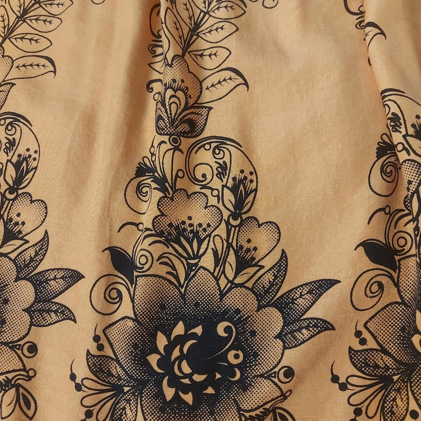 Vintage Orange/Black Screenprint Floral Skirt No Size Fall Cottagecore Bohemian - Image 6