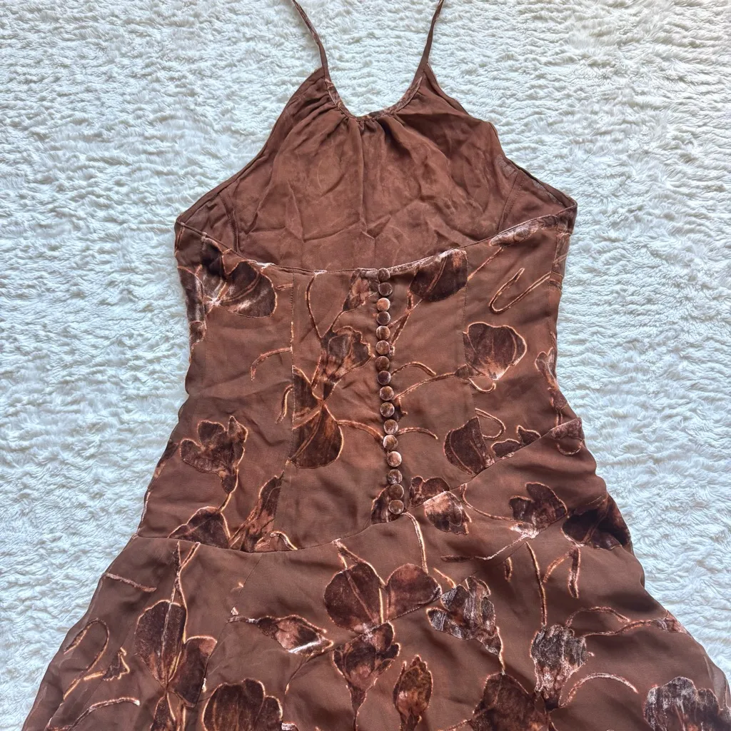 Vintage Velvet Burnout Silk Dress Sz 6-8 Fur Trim Shawl Y2K Fairy Grunge Runway - Image 11