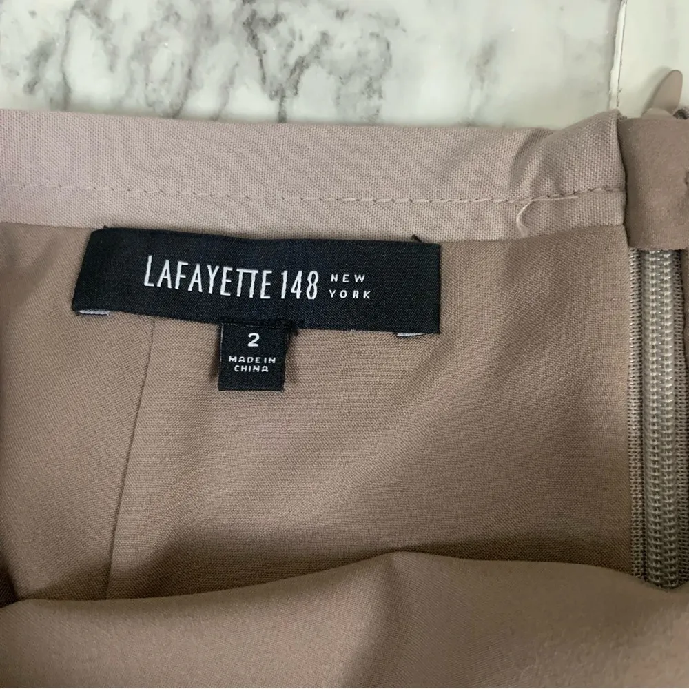 Lafayette 148 Virgin Wool Taupe Brown pencil Skirt size 2 - Image 2