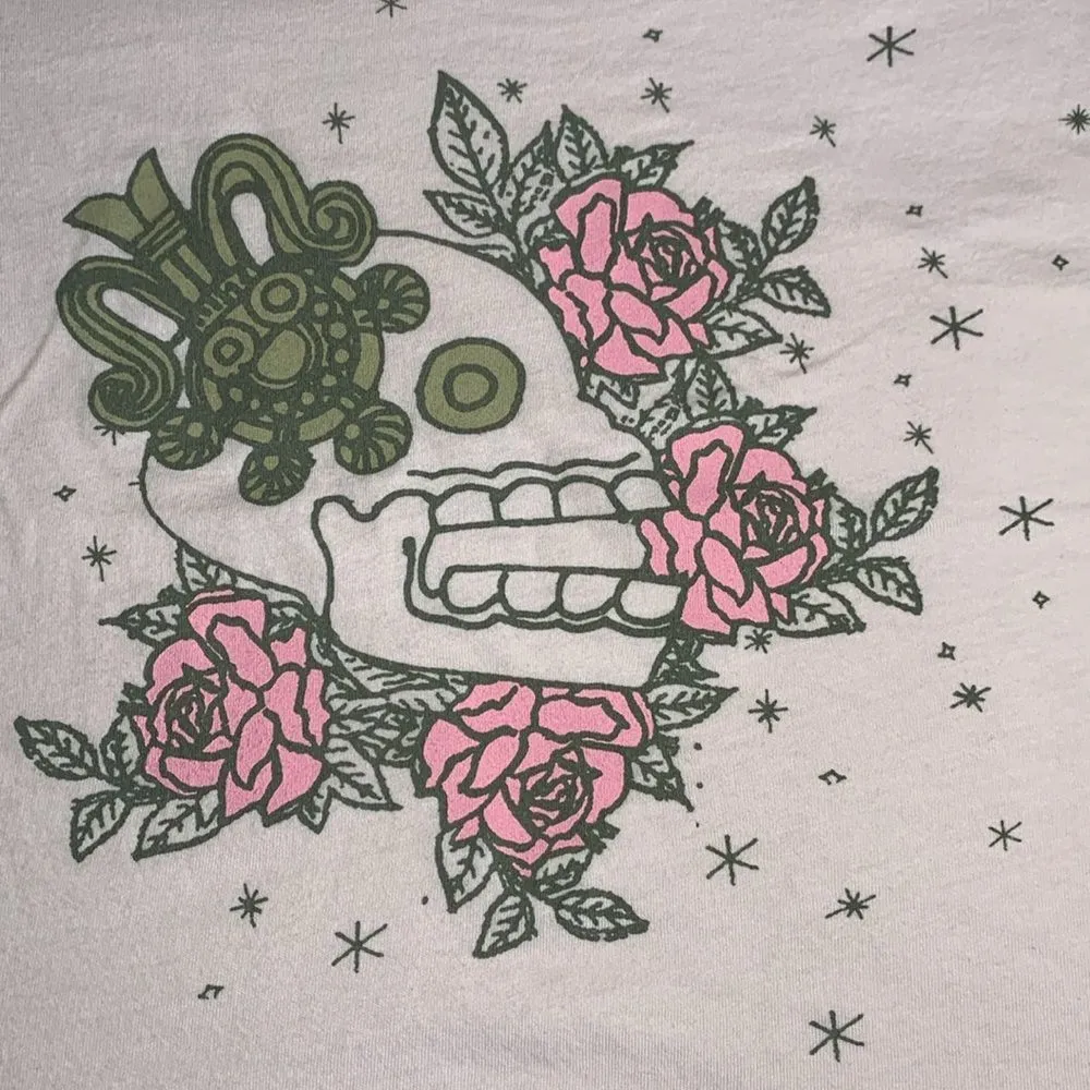 Baby Pink Skull & Rose Design T-shirt (off the shoulder) Size M / OS - Image 7