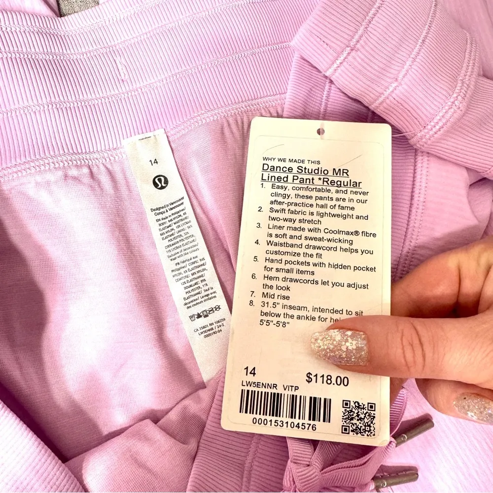 Lululemon Dance Studio Mid Rise Lined Pants Size 14 Regular Vitapink NWT - Image 8