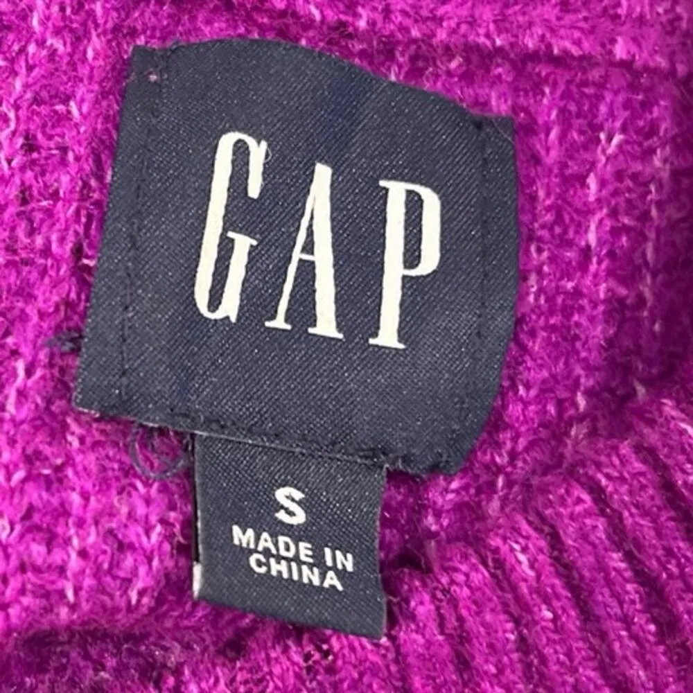 Gap Women's Purple Wool Mock Neck Waffle Knit Long Sleeve Pullover Sweater Top S - Image 4