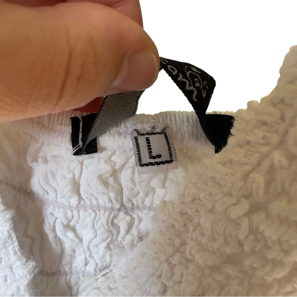 Y2K White Crochet Cotton Embroidered Mini Dress Boho Beach Cover‎ Up S - Image 3