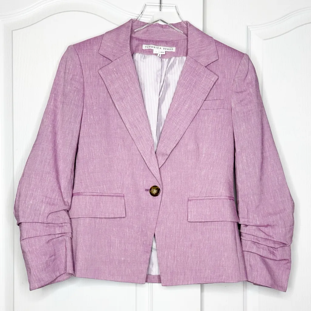 Veronica Beard Aaliyah Dickey Blazer Heathered Orchid Pink Linen Size 2 NWOT - Image 6