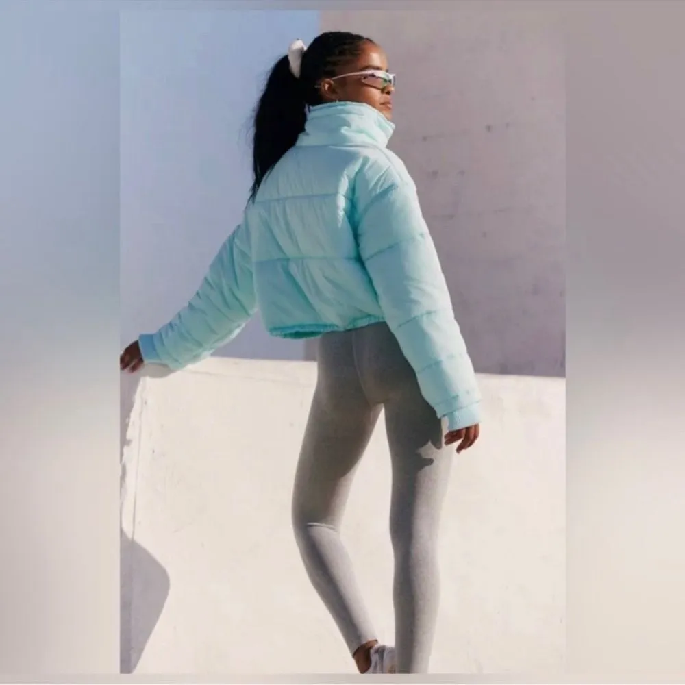 FP Movement High Frequency Cropped Puffer Jacket Coat Ski Snow Winter Large Blue - Image 3