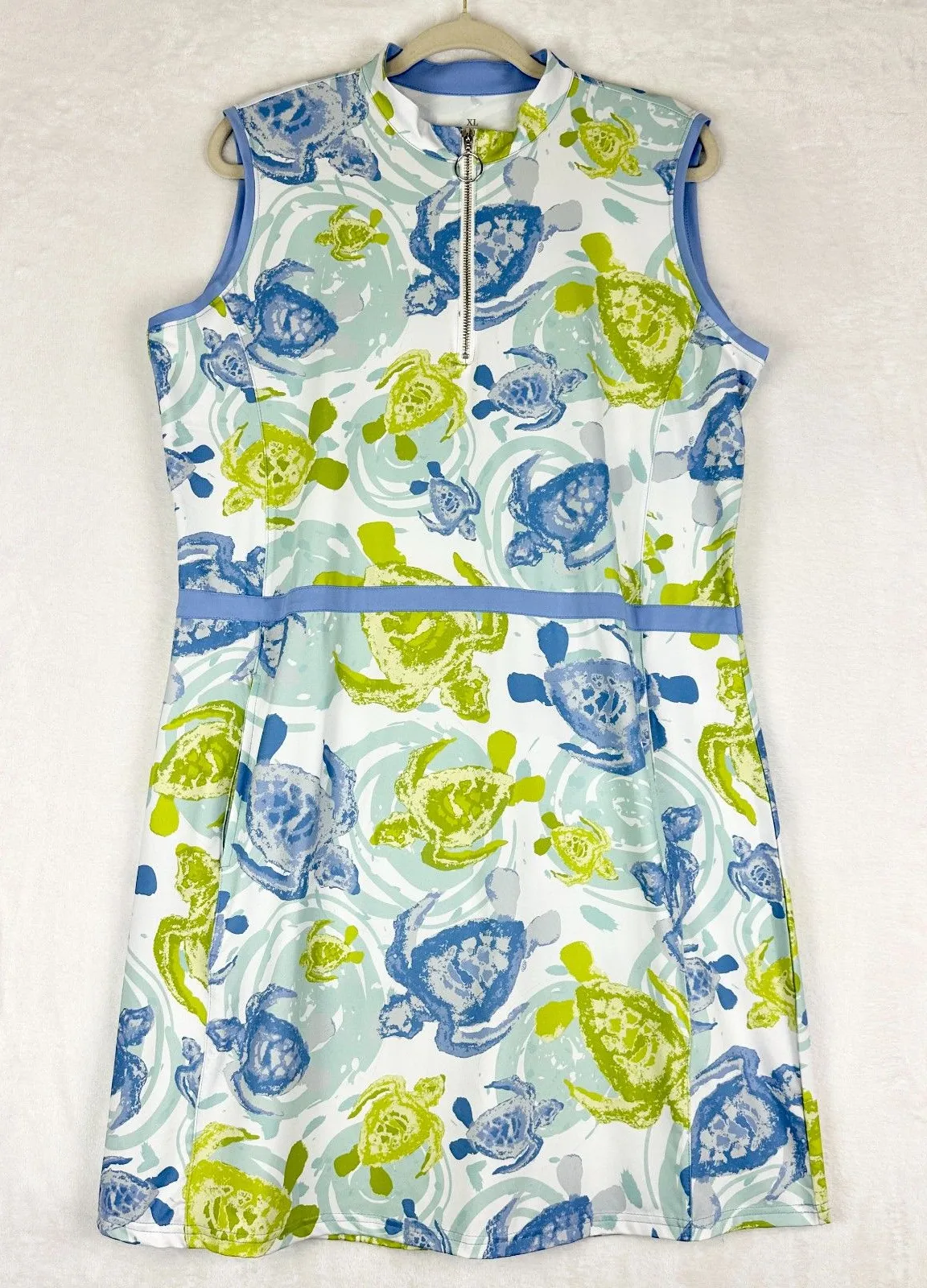 Ana Clare Active Lexi Dress Size XL Sea Turtle SPF 50 Pockets 1/4 Zip Vacation - Image 2