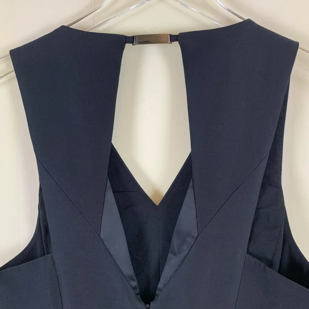 Halston Women’s Size 6 Black Silk Fit & Flare V-Neck Back Cutout Dress NWT - Image 8