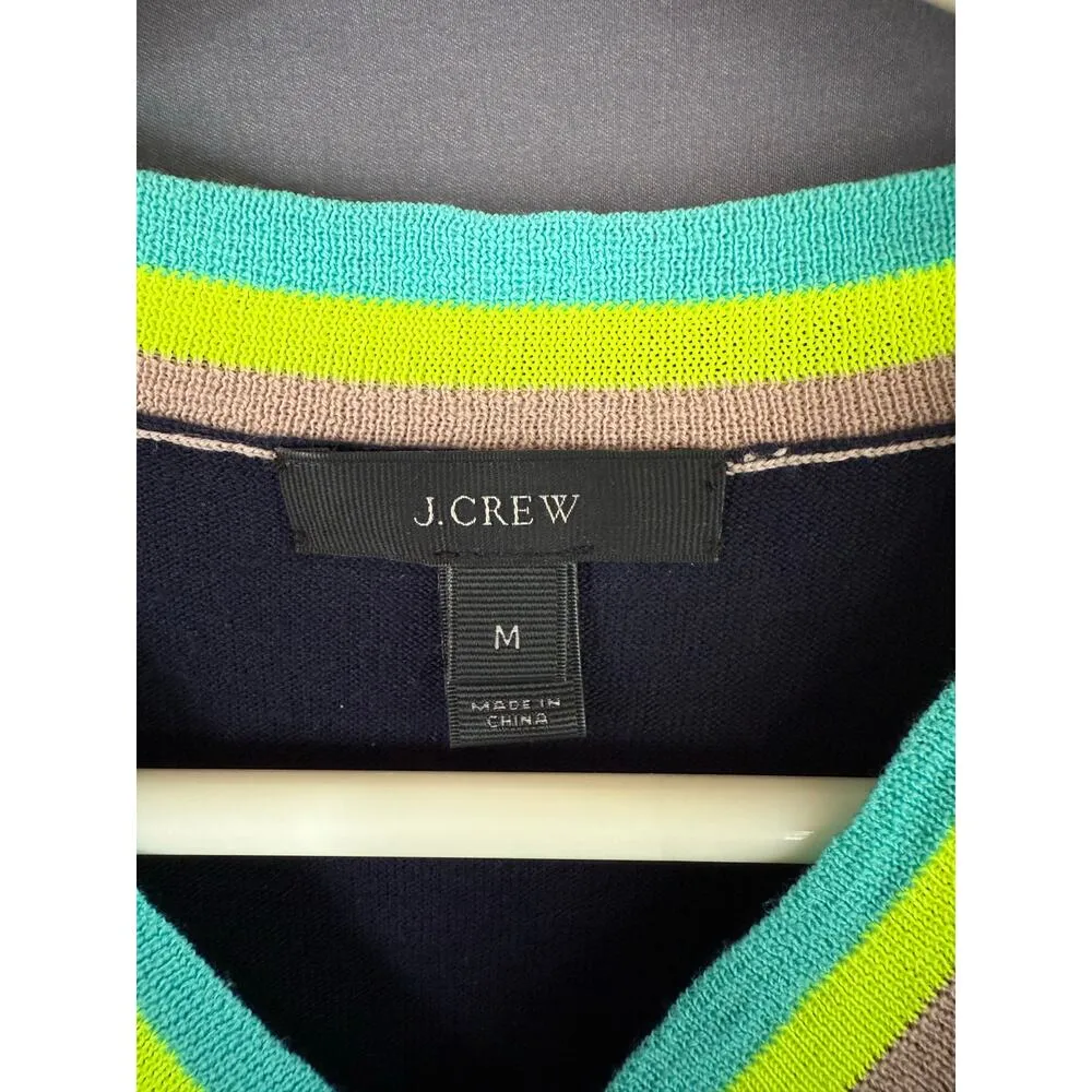 J.Crew Size Medium Navy Neon Merino Wool Vest - Image 2