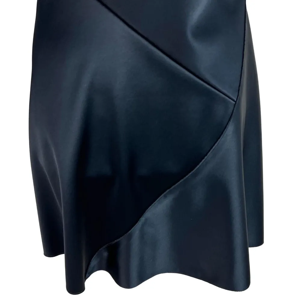 3.1 Phillip Lim Black Asymmetrical Drape Satin Mini Dress Size 6 Quiet Luxury - Image 8