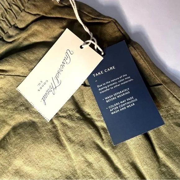 Universal Threads Mid-Rise Linen Blend Utility Pocket Drawstring Olive Green New - Image 5