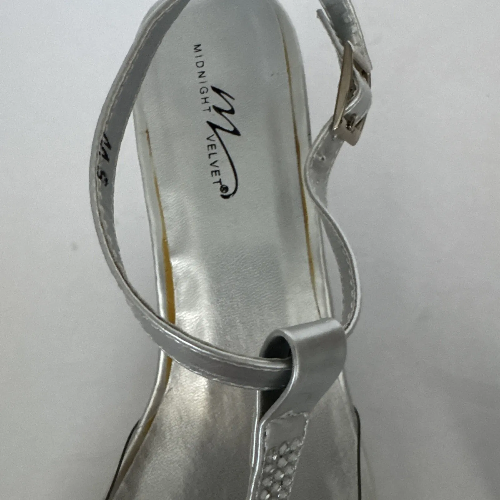 Midnight Velvet Marnie Sandals Silver Jeweled Clear Heel Clear Toe Womens 8 Wide - Image 11