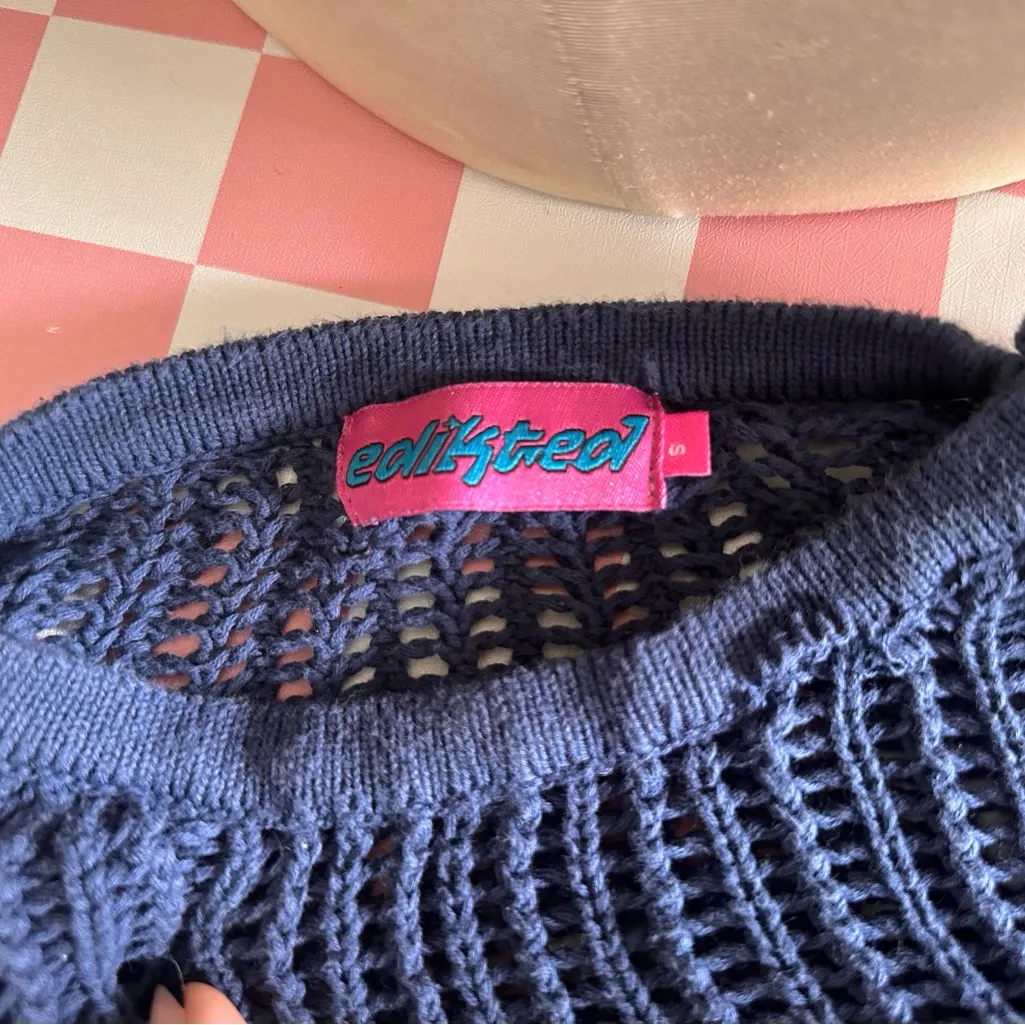 EDIKTED Seeing Stars Oversized Sweater Blue Women’s Size Small - Image 6