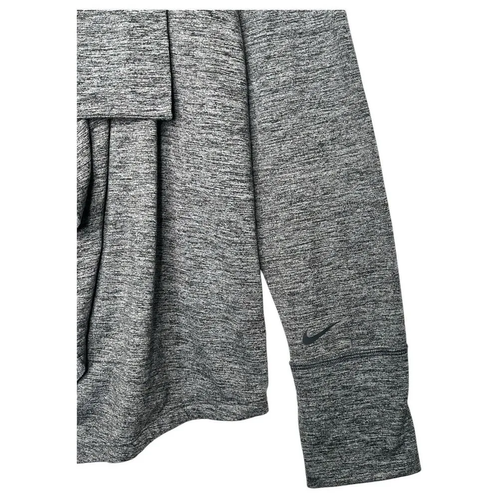 Nike Yoga Top Womens M Dri Fit Open Front Drape Cardigan Heathered Athletic Gray - Image 5