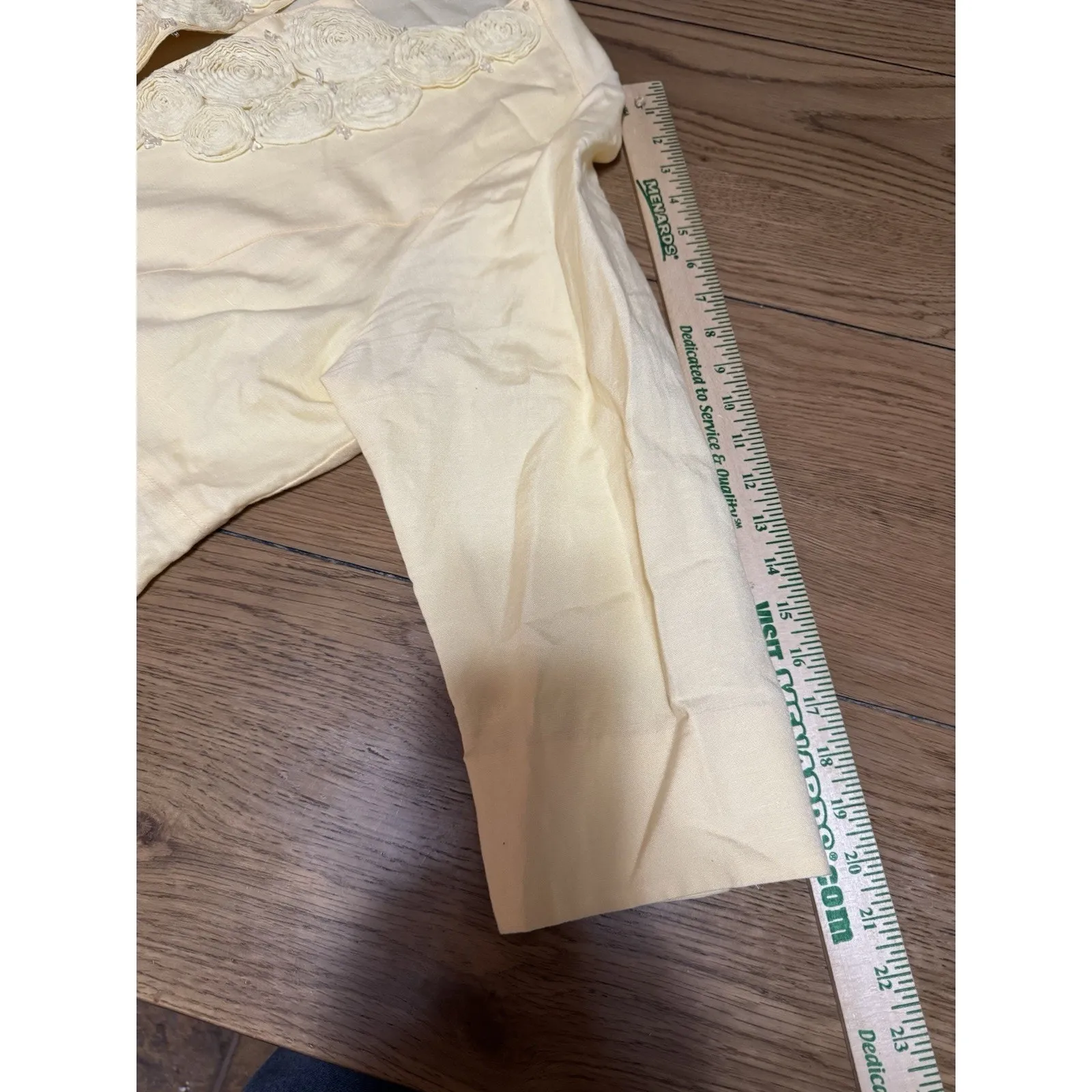 Ruby Rd Woman Size 20W Linen Blend Shirt Jacket Embroidered Yellow Floral Office - Image 7