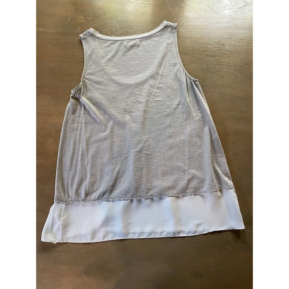 Pure + Good Top Tank Tunic Women's S   2 tone Gray Fray detail EUC - Image 10