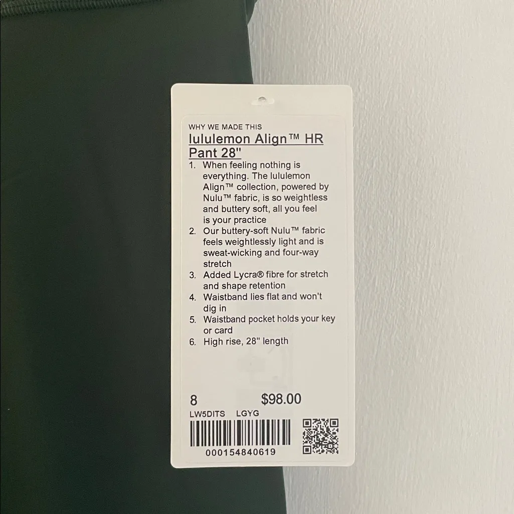 LULULEMON Align High-Rise Pant Tight Legging 28" in Legacy Green Size 8 NWT - Image 6