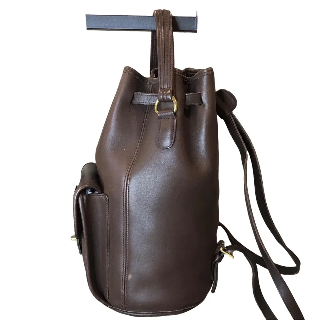Vintage COACH Brown Glove Tanned Leather Large Sling Backpack Knapsack COA 9992 - Image 13