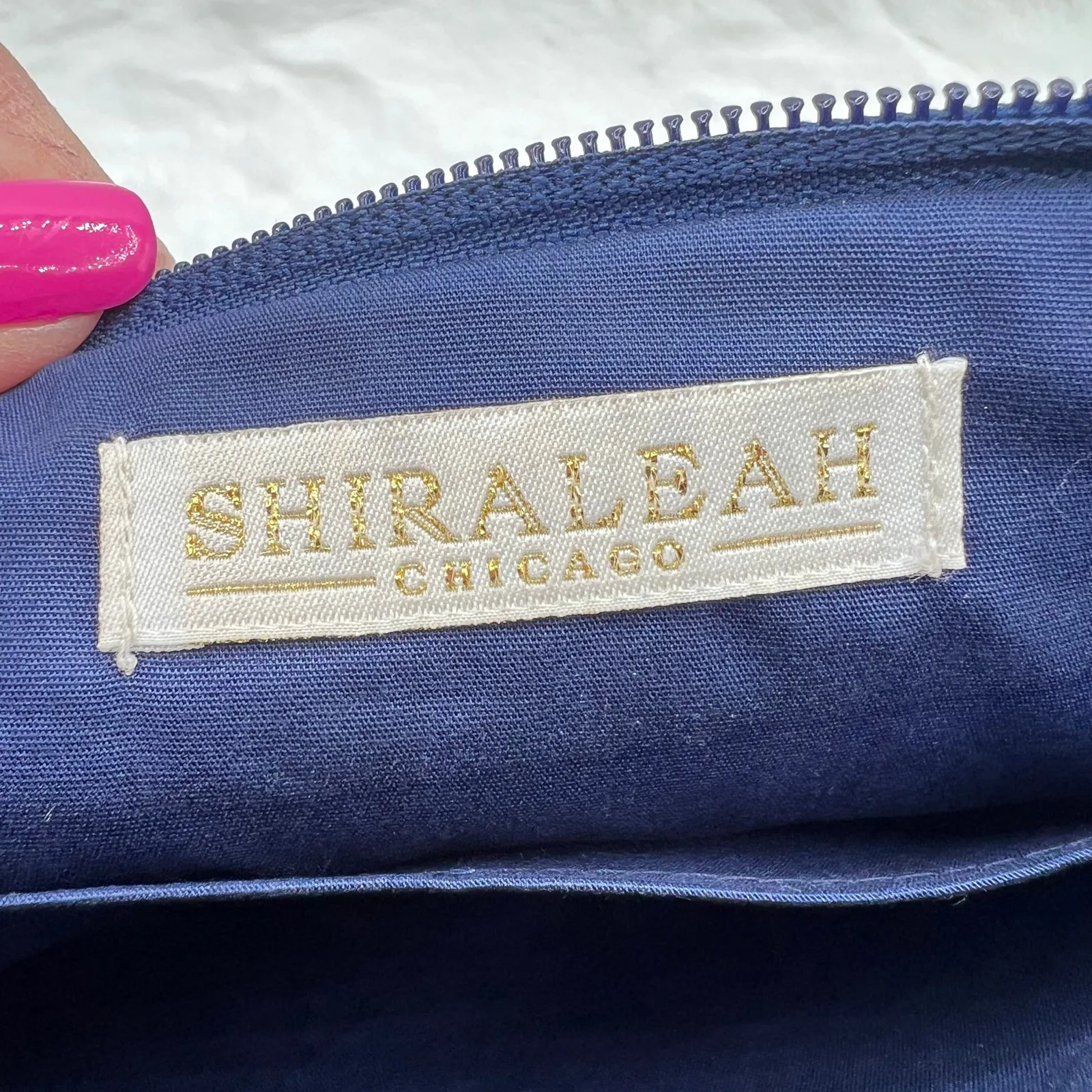 Shiraleah Chicago Beaded Fringe Boho Clutch Bag Navy Pink Tribal Embellished - Image 6