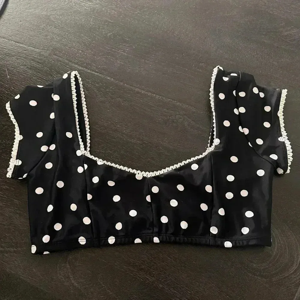 LPA Revolve Drizella  Swim Top‎ in Gigi Dot Sz M Black - Image 3