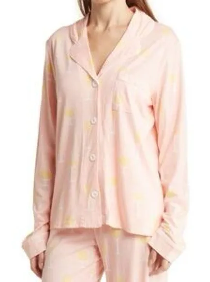 NWOT PJ Salvage Champagne Front Pajama Top in Pink Size XS - Image 1
