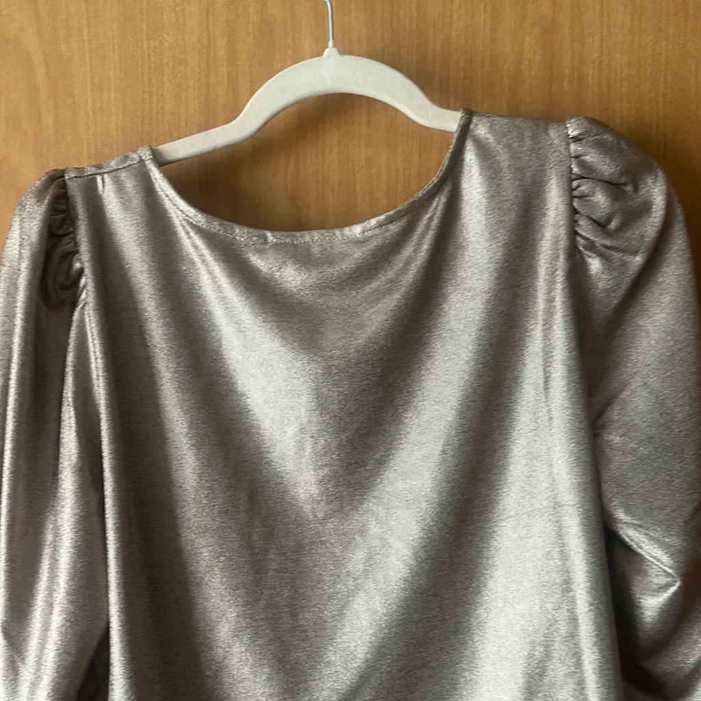 Dennis Basso Metallic Long Sleeve Top - Image 4