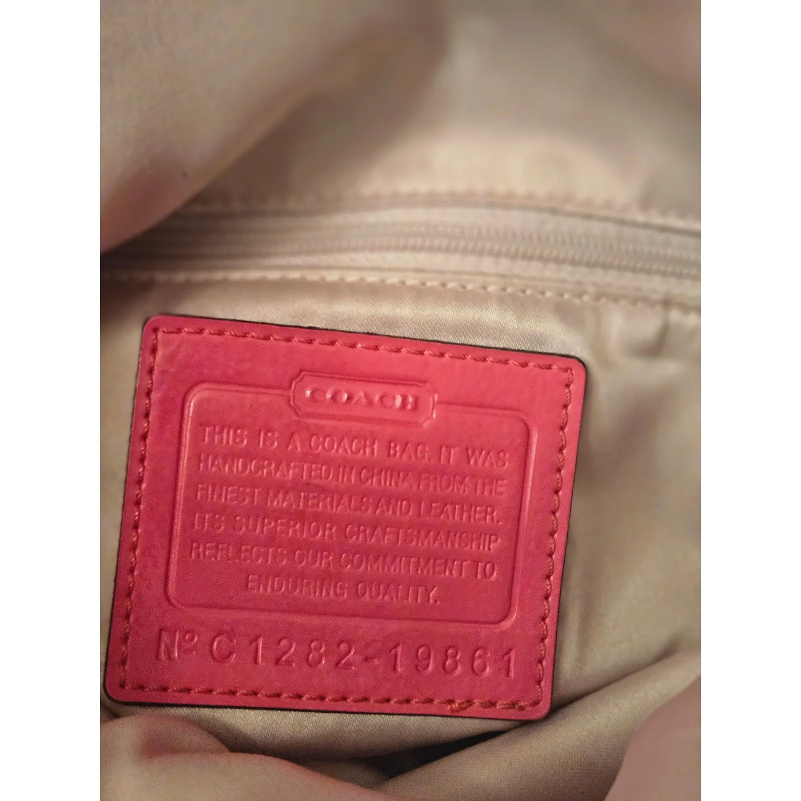 Coach Signature C Monogram Tote Bag Pink Leather Trim - Image 3