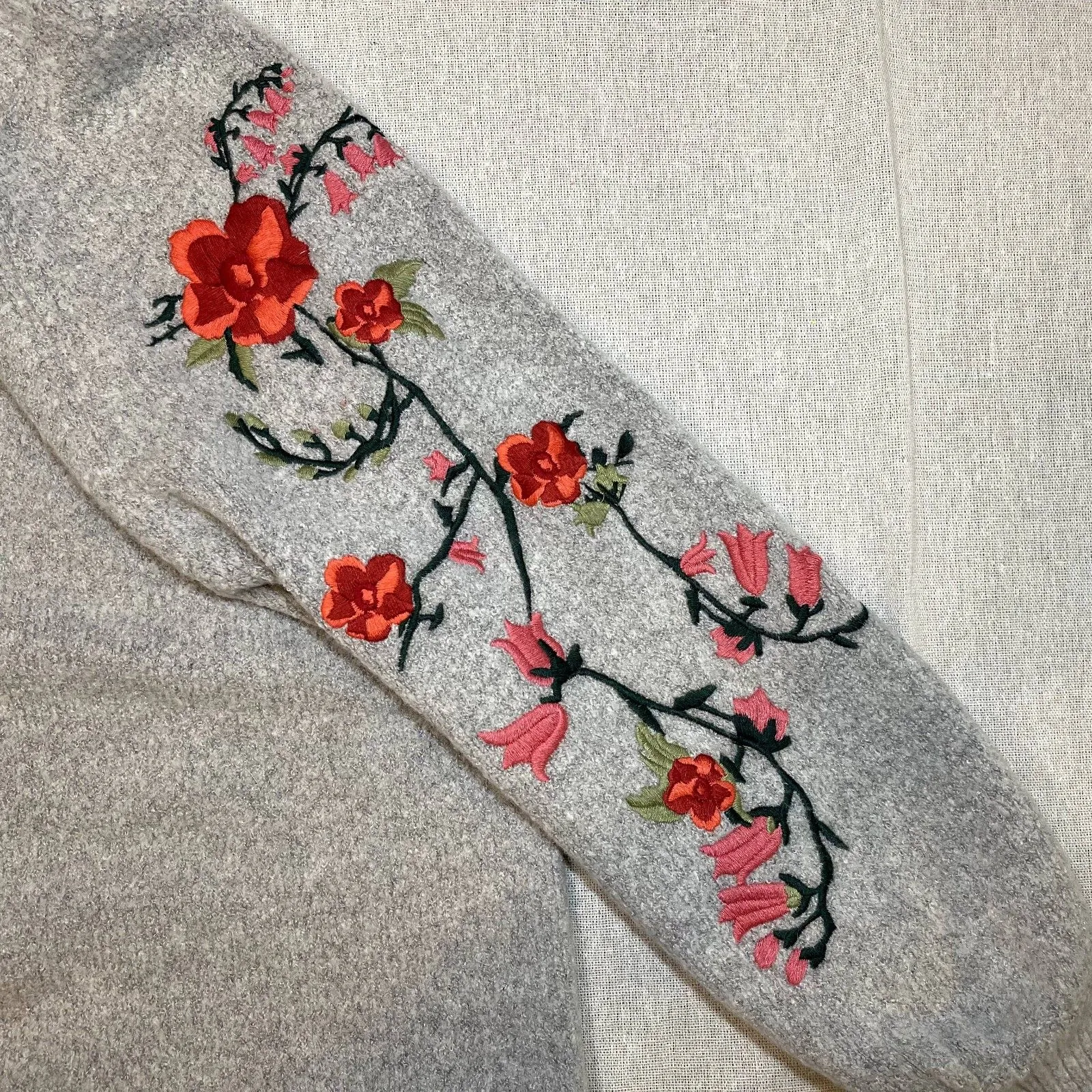 Monsoon  | Flora Embroidered Sleeve Wool Blend Sweater | Medium - Image 8