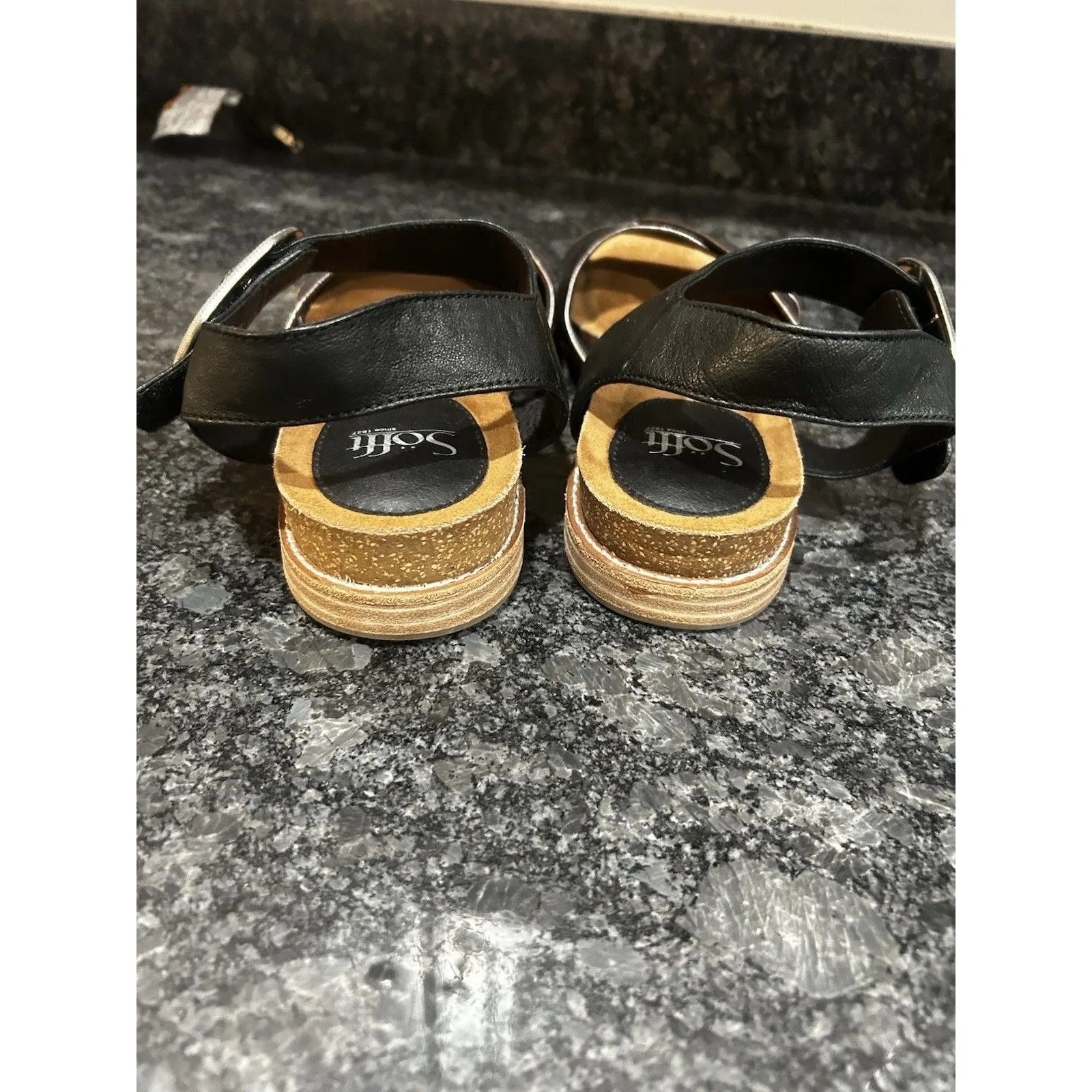 Sofft Women's Black Pewter Leather Bayo Sandal Ankle Strap Large Buckle Size 11 - Image 5