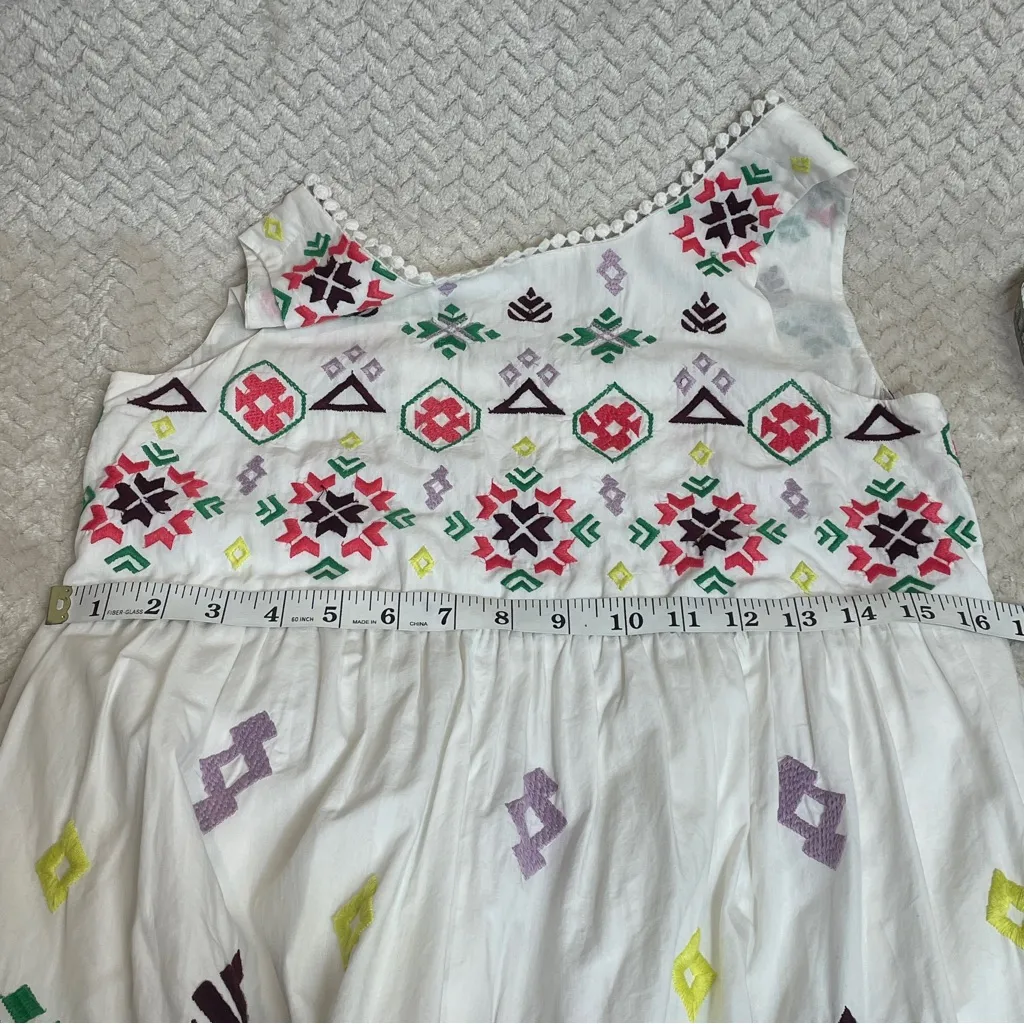 Anthropologie Dolly White Embroidered Bohemian Cotton Dress Petite XS - Image 13