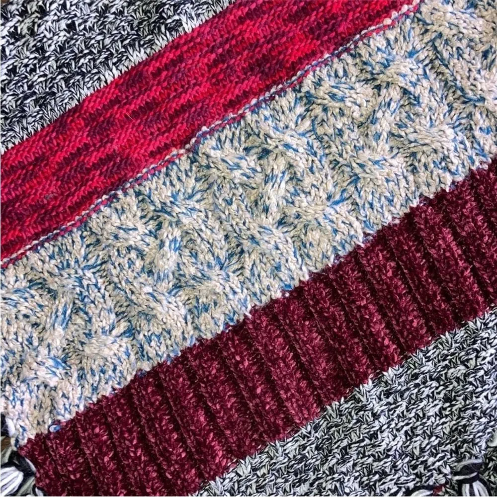 Desigual One Size Fits Most Multicolor Cowl Neck Fringe Hem Asymmetrical Poncho - Image 6