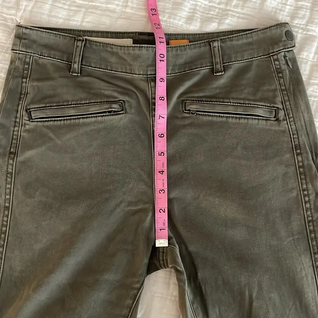 ANTHROPOLOGIE Pilcro Superscript Skinny Mid-Rise Moto Pant Olive Green Size 28 - Image 11