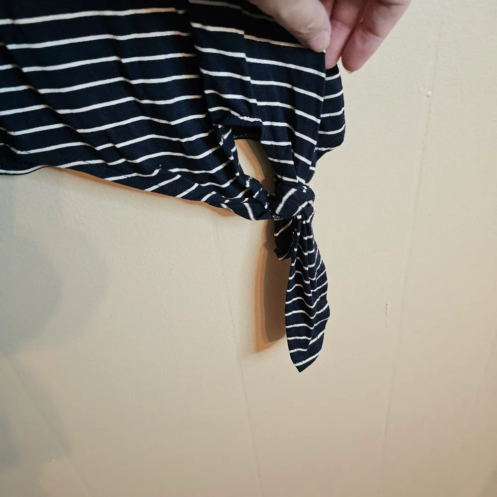 Altar'd State Navy Blue And White Striped Side Tie Tank Top - Image 3