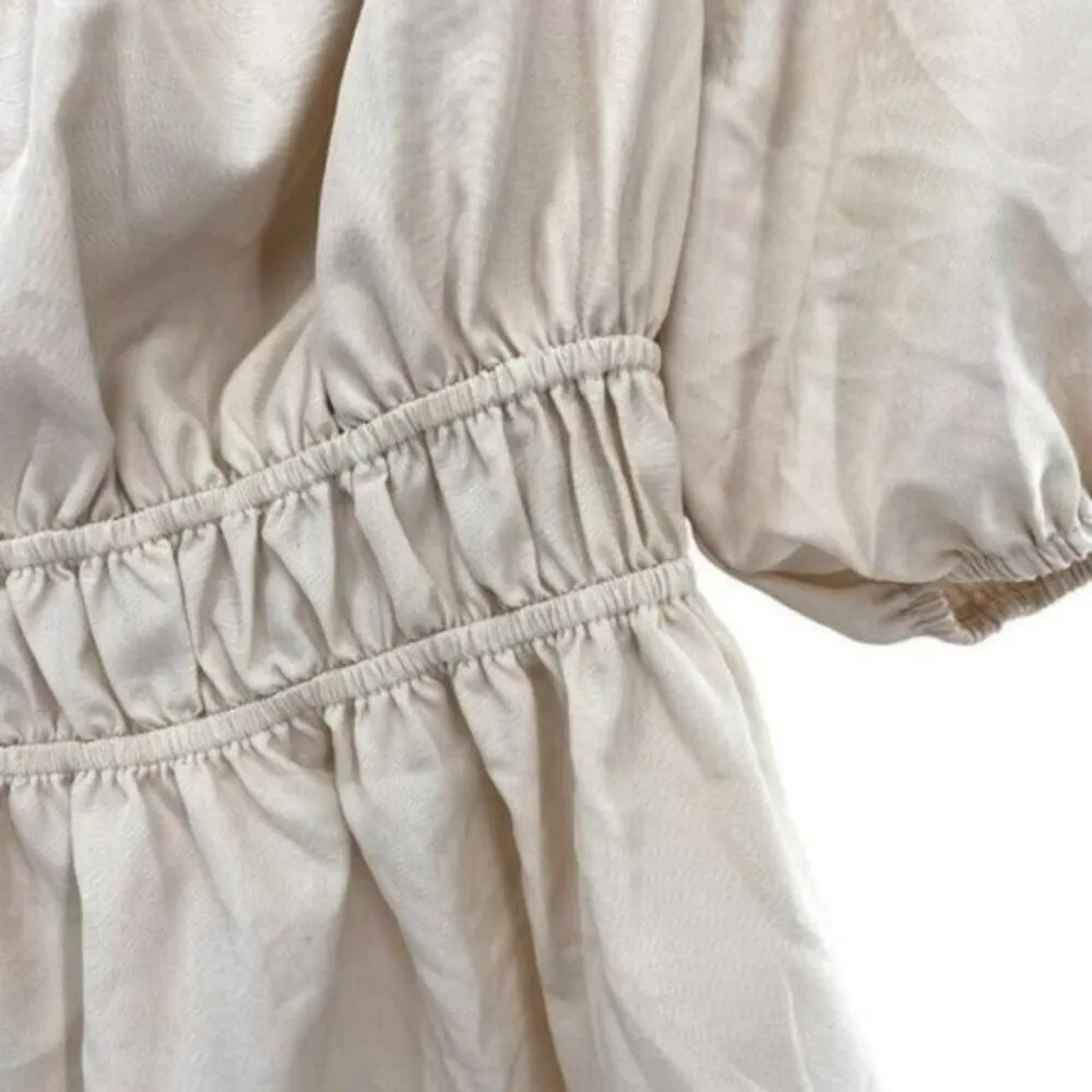 Dorose Off Shoulder Ruffle Top Neutral Milkmaid Size M - Image 10