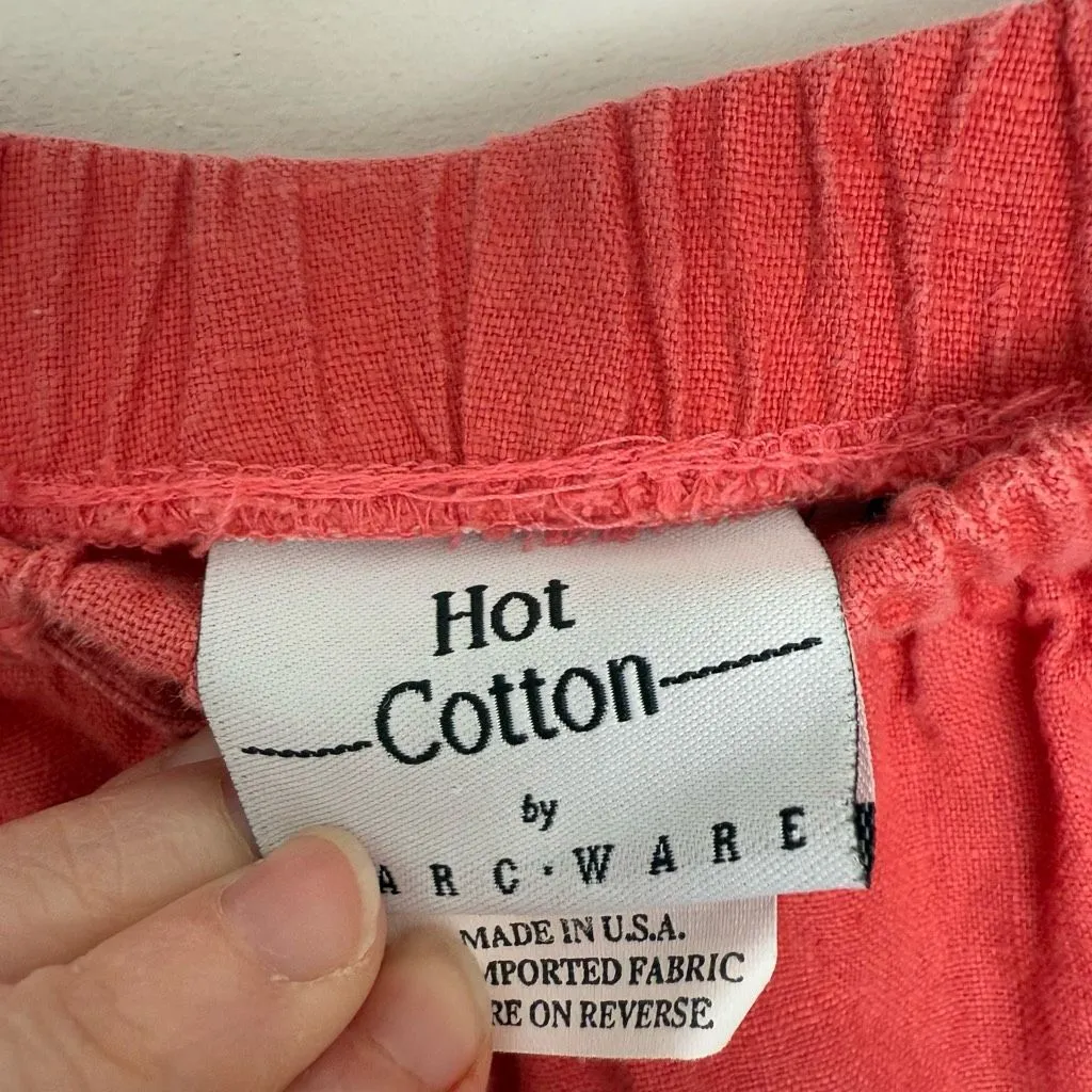 Hot Cotton Women’s Large Coral Orange LagenLook Minimalist Pants - Image 2