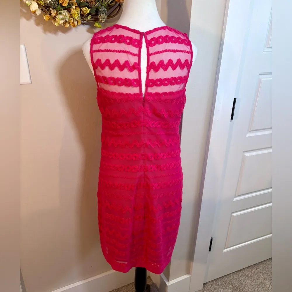 TRINA TURK  Bissitti Illusion Top Sleeveless Vibrant Pink Dress Womens Size S🧡 - Image 5