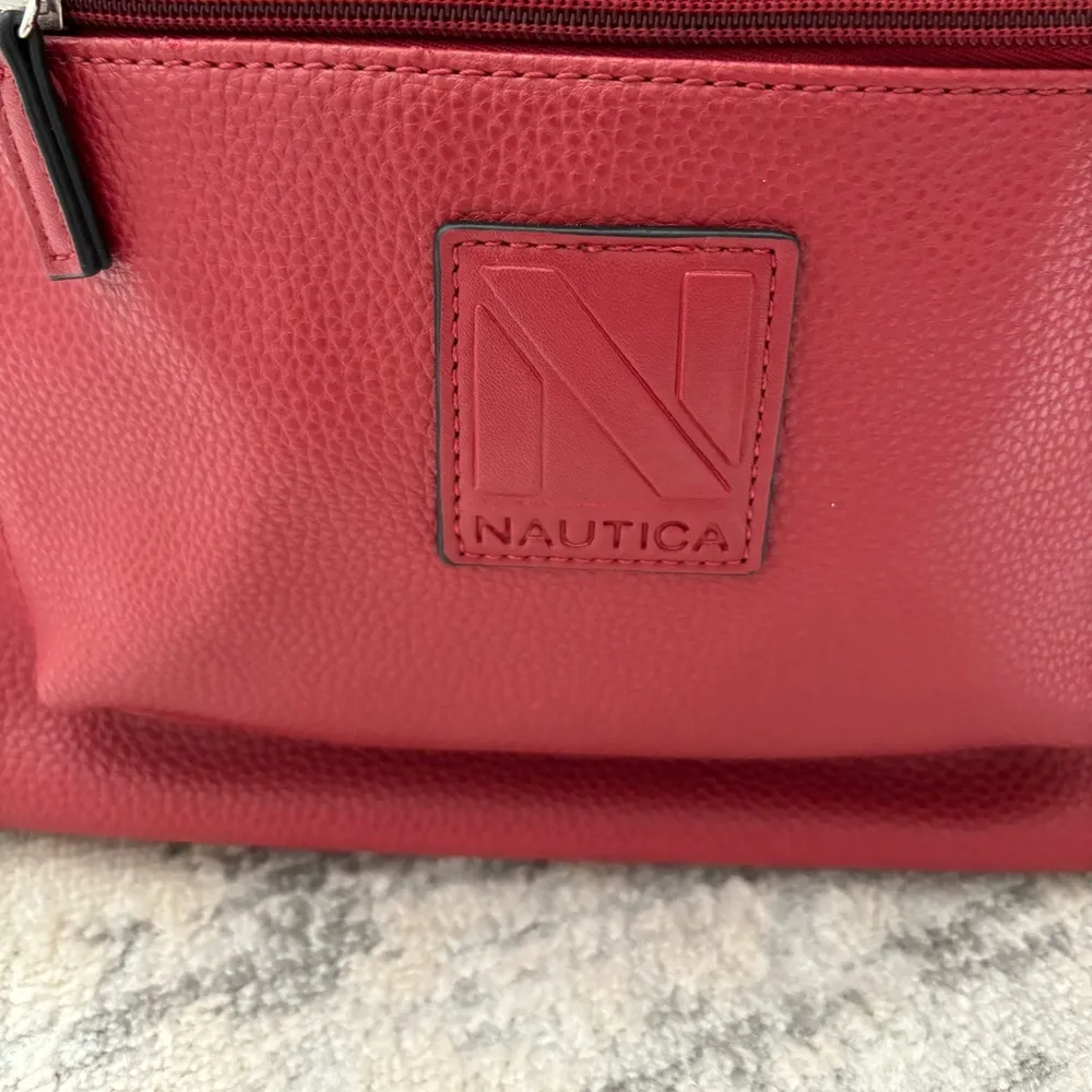 Red-Burgundy Cabin Fever Med Faux Leather Satchel Silver Tone Hardware - Image 3