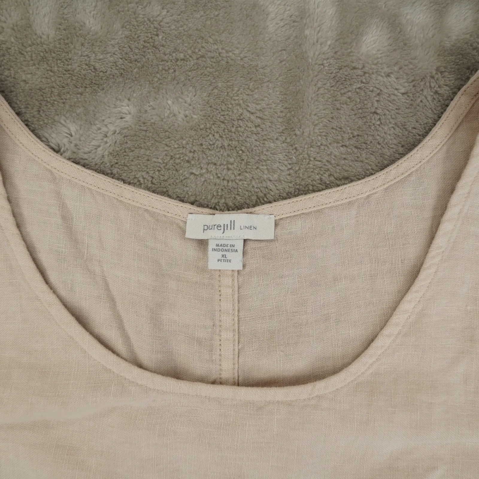 J.Jill Pure Jill Linen Midi Shirt Dress Sleeveless Womens PXL Beige Floral Tan Size undefined - Image 2