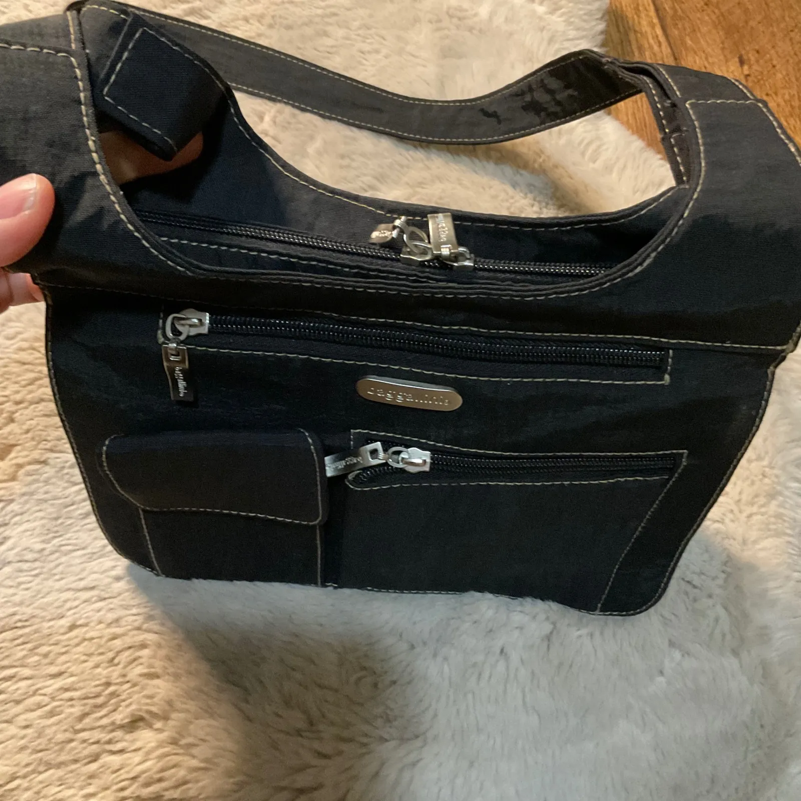 Baggalini Crossbody Nylon RFID Bag Tavel Multi Compartment Black - Image 9